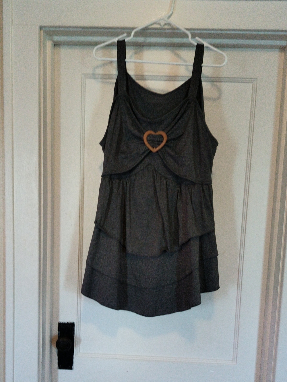 Black Tiered Heart-Accent Women's Tank Top